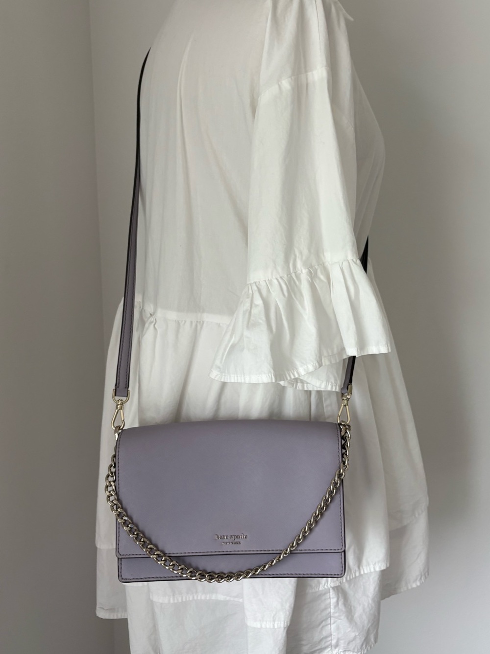 Kate Spade Light Purple Leather Crossbody Bag with Chain